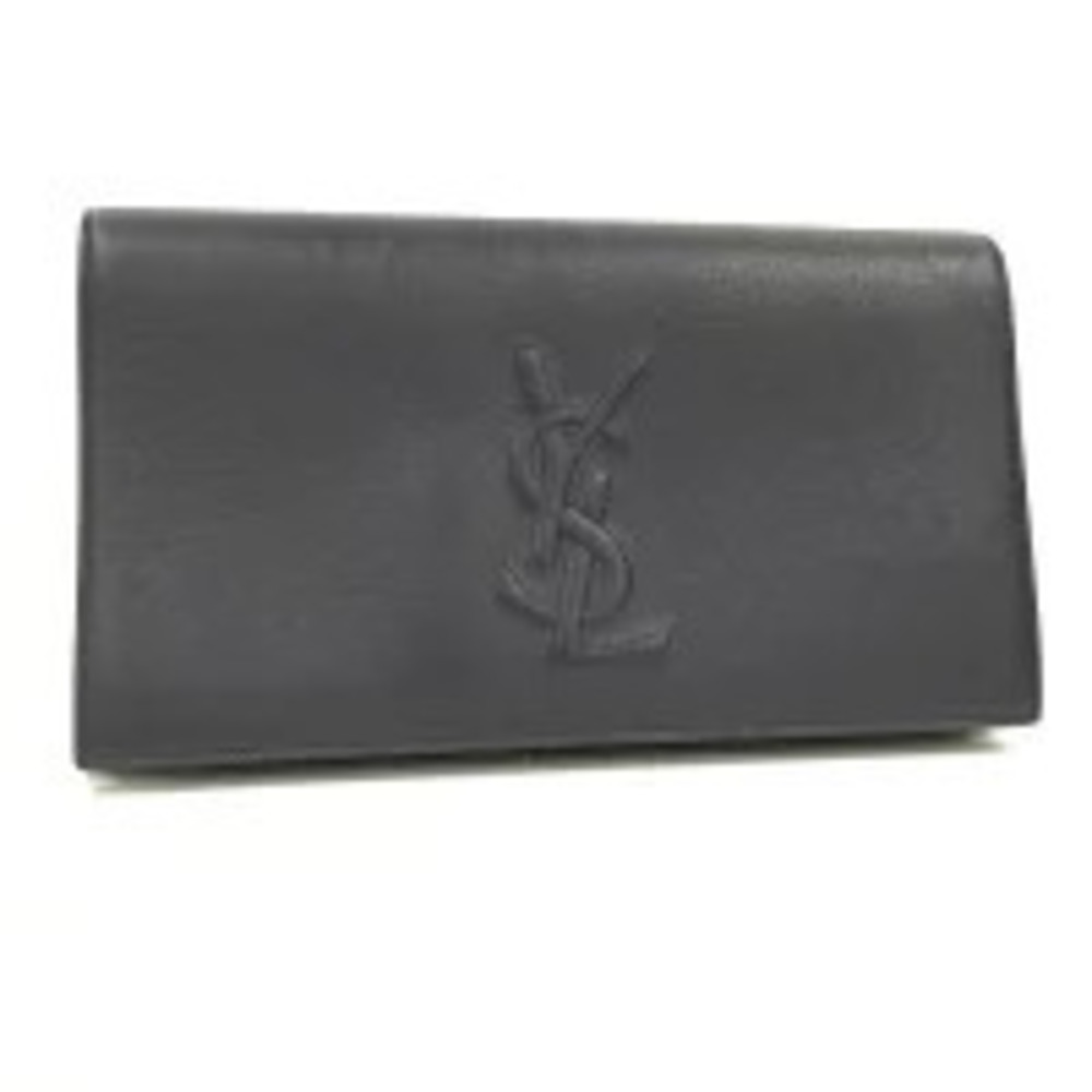 Saint Laurent Yves Clutch Bag YSL Leather Navy Blue